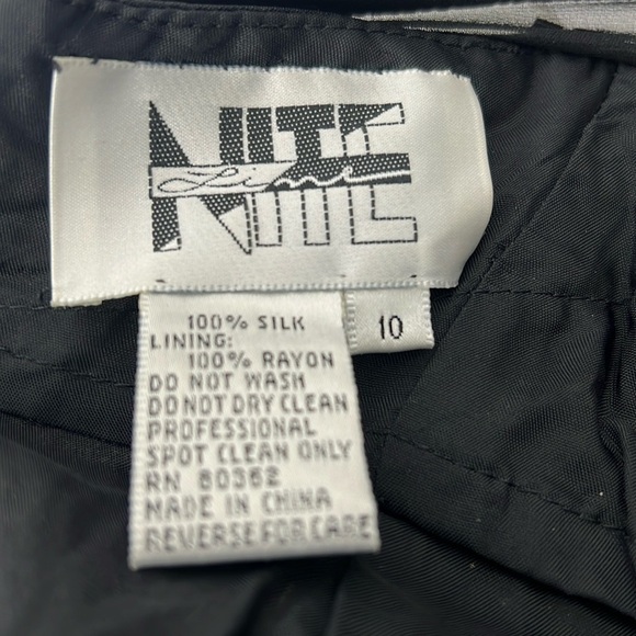 Nite Line Sz 10 Black Silk Gold Bugle Beaded Full Length Side Slit Dress Gown - Picture 11 of 16